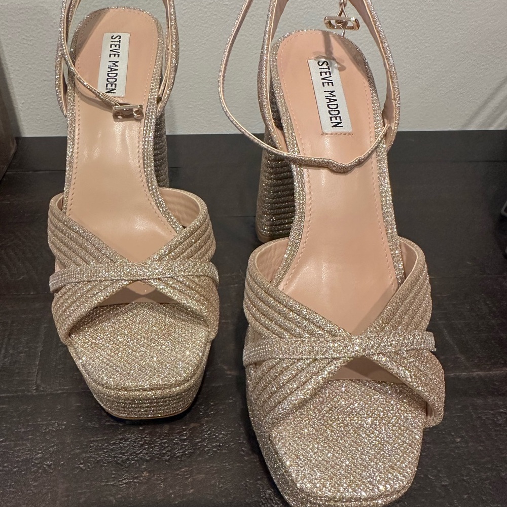 Steve Madden Glittering Gold Platform Heels